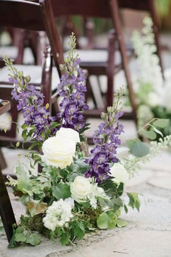 8PCS Purple Delphinium Artificial Flowers with Clematis Greenery Long Stem Flowers 29.5" Dark Purple Artificial Flowers for Wedding Centerpieces Silk Flowers for Home Decor Indoor (Purple) - color: Dark Purple
