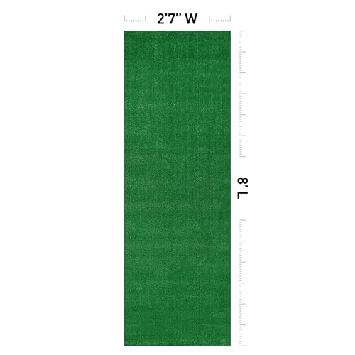 Rugshop Artificial Grass Indoor Outdoor Runner Rug, Lightweight Synthetic Turf with Rubber Backing, Easy to Clean Polypropylene Lawn Mat for Patio, Balcony, Deck, 2'7" x 8' Green - size: 2'7" x 8' (Rectangular)