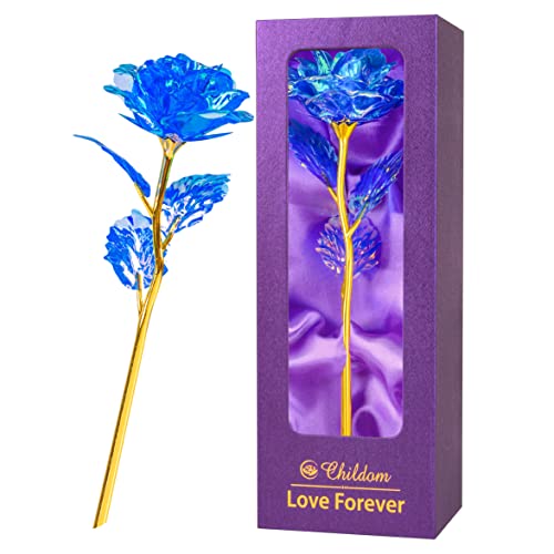 Childom Mothers Day Rose Gifts for Mom,Birthday Gifts for Women,Mothers Day Flowers Gifts for Mom from Daughter Son,Blue Artificial Flowers Gift for Wife,Grandma,Christmas,Valentines,Anniversary - color: Colorful Blue
