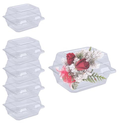 Curtis Wagner Plastics CW-543 Clear Boutonniere Flower Boxes (5-Pack) Size 4.5" x 3.75" x 3" | Plastic Floral Containers for Corsage, Small & Large Flowers | Perfect for Weddings, Proms, Keepsakes - style: Boutonniere