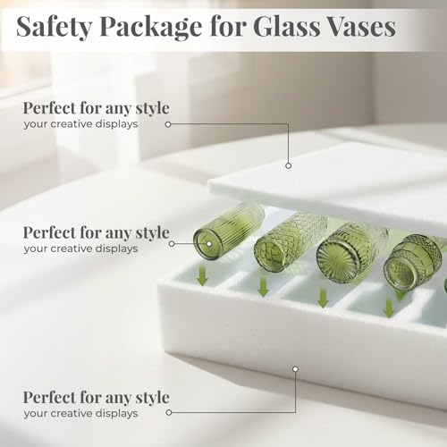 BEAHOT Bud Vase in Bulk - Flower Vases for Wedding Decorations, Glass Vase for Table Decorations, Small Vase for Home, Mother's Day, Centerpieces, Party, Office (32pack,Green) - color: Green