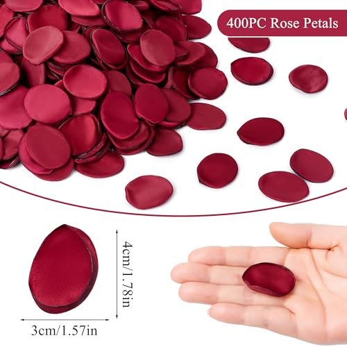 SITUMEIZI 400PCS Fake Rose Petals Artificial Burgundy Silk Flower Petals for Romantic Night for Her Set Valentine's Day, Wedding, Proposal Anniversary Decorations - color: Wine