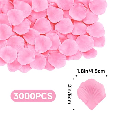 Anwyll 3000Pcs Pink Rose Petals - Artificial Faux Flowers Fake Rose Petals for Wedding Proposal Engagement Romantic Night Anniversary Valentine's Galentine's Day Decoration Home Room Party Decor - color: Pink