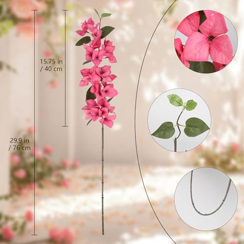 Faux Bougainvillea 8 PCS Realistic Artificial Bougainvillea 29.9" Silk Flowers Long Stem Flowers for Tall Vase Home Wedding Centerepieces Decor (Pink) - color: Pink