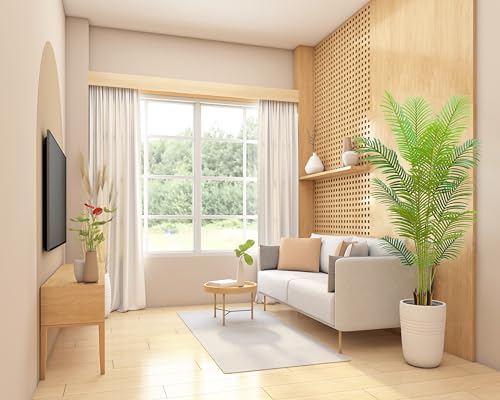 6FT Artificial Palm Tree Indoor with White Pot, Realistic Leaves, 15 Trunks Adjustable Branches, Tall Faux Fake Palm Plant, Ideal for Living Room Bedroom Office Home Interior Aesthetic Decor - color: 6ft Palm Tree