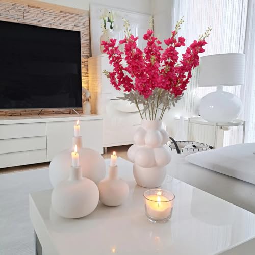 Hot Pink Flowers Artificial Delphinium 8PCS Silk Flowers with Stems 33.46" Tall Artificial Flowers Dark Pink Larkspur Artificial Flowers for Wedding Home Party Centerpieces Arch - color: Hot Pink