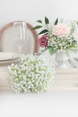 rongflower Babys Breath Artificial Flowers,30 Pcs White Gypsophila Greenery Sprays,Real Touch Flowers for Wedding Bouquets Centerpieces Floral Arrangements and Decorations - color: White