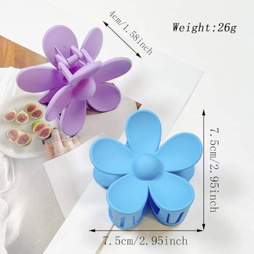 Flower Hair Clips, 8PCS Large Claw Clips for Women Thick Thin Hair, Big Cute Matte Hawaiian Flower Hair Claw Clips for Women Girls Styling Gifts 8 Colors - color: Color B:Bright Color