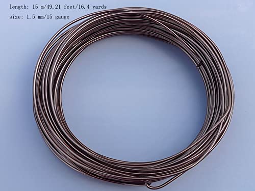 15 Gauge Anodized Aluminum Wire 49 Feet for Jewelry Making Craft DIY（1.5mm,Brown,41515） - color: Brown, size: 15 Gauge