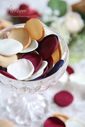 Floroom 500pcs Rose Petals Burgundy Navy Faux Silk Flower Petals for Wedding Flower Girl Basket Aisle Runner Scatter Dinner Table Centerpieces Party Confetti Bridal Shower Romantic Night Decoration - color: Noble Burgundy, size: 500pcs