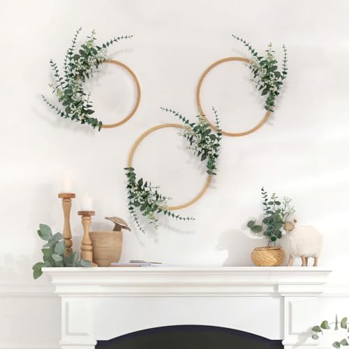 100PCS Artificial Eucalyptus Stems with Fake Baby's Breath Flowers Bulk, 3 Kinds Mixed Faux Silver Dollar Eucalyptus Leaves Greenery Stems for Wedding DIY Bouquets Floral Wreath Home Decor