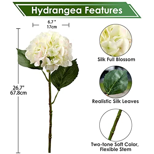 DILATATA 21" Artificial Hydrangea Long Stems Silk Hydrangea Flowers for Home Table Centerpieces Fake Flowers Arrangements Wedding Bouquets DIY Decorations-3PCS White Pink Hydrangeas - color: White Pink, size: 3PCS