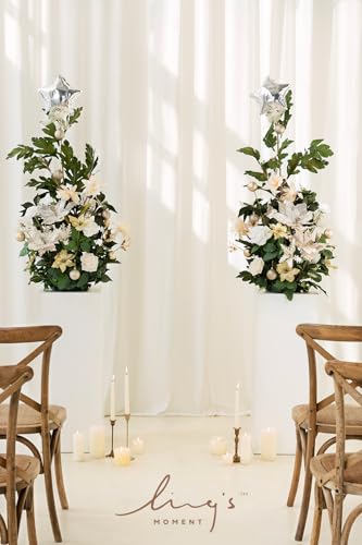 Ling's moment 41" Tall Free Standing Artificial Flowers Arrangements 2 pcs Wedding Arch Altar Stage Decorations Champagne Christmas for Ceremony Reception Rose Floral Party Outdoor Centerpieces Decor - color: Red-christmas Red & Sparkle