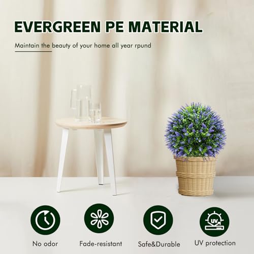 Artificial Lavender Topiary Ball Trees (2-Pack) - 30" UV Resistant Fake Plants with Ground Spike for Indoor & Outdoor Use, Front Porch, Garden Decor - color: 2pcs-ground Cutting-lavende
