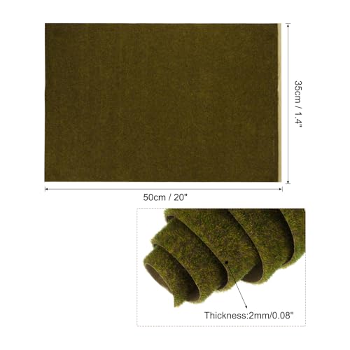 MECCANIXITY 5pcs Artificial Model Grass Mat 14" x 20"(35cm x 50cm) Olive Green Small Realistic Fake Turf for Garden Lawn Decoration Model - color: Olive Green