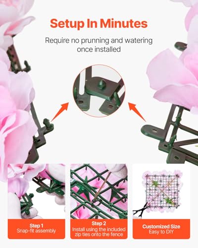 VEVOR 3D Flower Wall Panel, Artificial Floral Wall Background Mesh Backing Mat,Seamless Design&Easy Installation for Wedding Valentines Day Home Baby Party Backdrop Decor,Pink - color: Flower, size: 15*15IN 12P