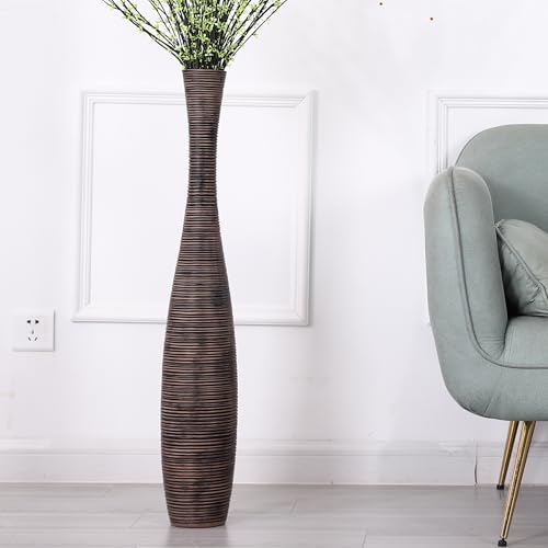 Leewadee Decorative Tall Floor Vase for Living Room Decor, 34 inches, Brown, Resin - color: Brown, size: 34 inches