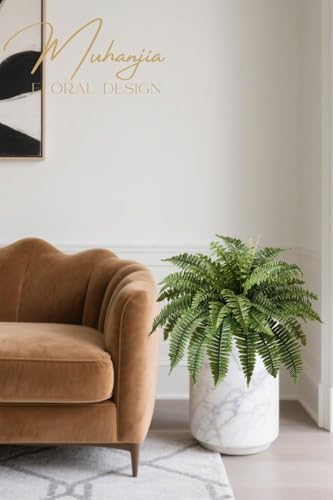 Muhanjia 35" Silky Artificial Boston Fern Bush,Set of 2, Fake Fern Large Hanging Plant That Look Real for Outdoors Home Decor,40Branches. (35" 2Pcs40Fronds) - color: 35"2pcs40fronds-green