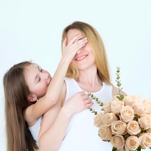 12 Pcs White Roses Artificial Flowers -20" Silk Roses Bouquet, Fake Roses Long Stem for Arrangement Wedding Centerpiece Mother's Day Home Office Party Decor - color: White