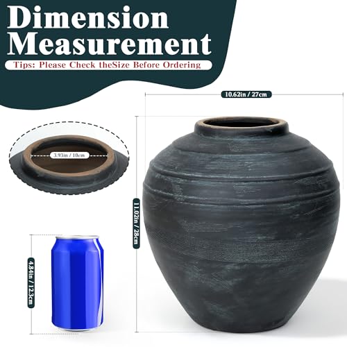 11" Blue Ceramic Vase, Rustic Farmhouse Living Room Home Decor | Artisan Handcrafted Large Ceramic Vase - size: 11Inch