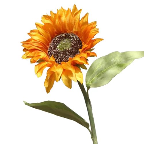 5pcs Artificial Sunflowers Vintage Fake Silk Sunflowers Fake Sunflowers Bouquet Large Sunflowers Decor for Home Hotel Office Wedding Party Garden(Orange) - color: Orange