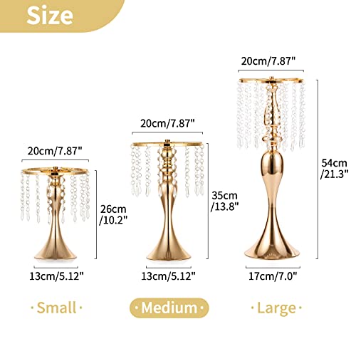 Nuptio 2 Pcs Versatile Metal Flower Arrangement Stand, 13.8in/35cm Height Elegant Wedding Centerpieces Flower Vase, Crystal Flower Stand for Wedding Party Dinner Event Restaurant Hotel Decoration - color: Gold, size: 2 x M