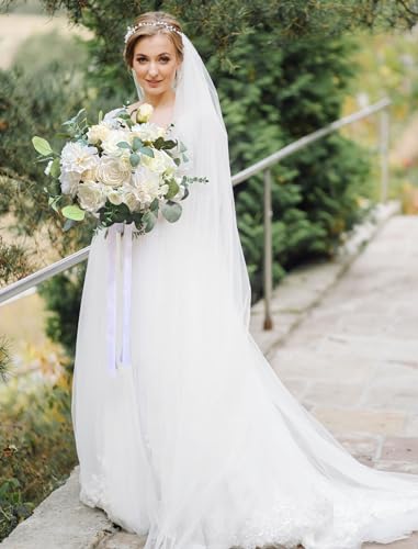 CherishedMoments White Bridal Wedding Bouquet, Artificial Flowers Bridal Cascading Bouquets for Boho Rustic Wedding and Wedding Ceremony, Anniversary - color: White