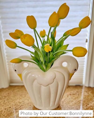 Avoeco 20Pcs Artificial Tulips Flowers Real Touch Latex – Faux Tulips Bouquet for Home Decor, Wedding Centerpieces, Spring Floral Arrangements, Fake Flowers for Vase Decoration (20, Yellow) - color: Yellow