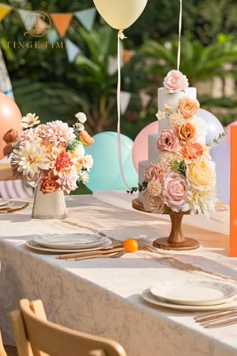 TINGE TIME Fake Flowers Artificial Flowers Peonies Bulbous Chrysanthemum Daisy Hydrangea Sunflower Violets Dahlia Daffodils Epiphyllum Orchid Cherry Blossom Camellia Leyaron (Blush & Champagne) - color: Blush & Champagne