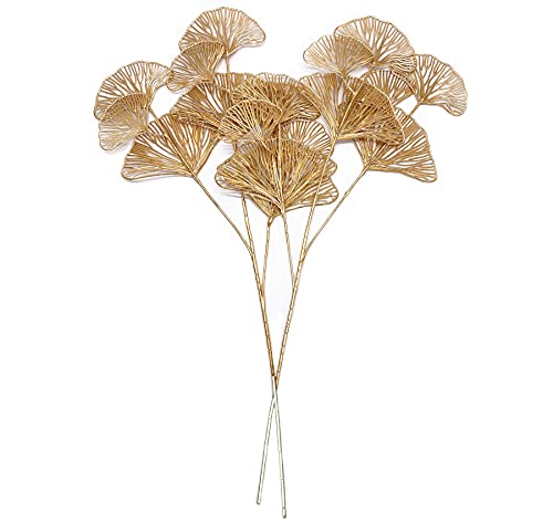 PASYOU Artificial Plants for Christmas Decor, Golden Plastic Grass Fake Shrubs Apricot Leaves Indoor Outdoor Home Garden Party Hotel Verandah Wedding Event Faux DIY Decoration - 26.8 Inch Gold 2 Pack - color: (Tall) Gold Apricot Leaves - 2 Pack