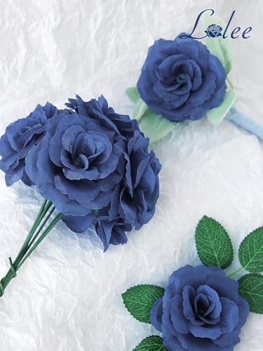 LELEE 108 Pcs Artificial Flowers Fake Silk Roses Long Stem Rose Bouquet Wedding Party Home Decor for DIY Baby Shower Centerpieces Tables Home Decorations(Navy Blue) - color: Navy Blue