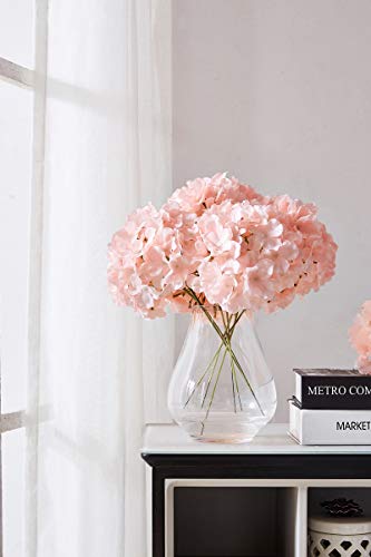 10Pcs Artificial Hydrangea Flowers Blush Heads Fake Hydrangea Silk Flowers for Wedding Centerpieces Bouquets DIY Floral Decor Home Decoration with Stems(VASE NOT Included) - color: 10pcs Blush, size: Large