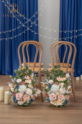 TINGE TIME Free Standing Artificial Rose Flowers Set of 2, Wedding Arch Altar Stage Decorations, Silk Fake Flower for Wedding Centerpiece Archway Aisle Welcome Entrance (DustyRose&NavyBlue) - color: Dustyrose&navyblue
