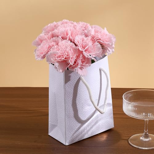 20 Pcs Carnations Bouquets 15Inch Artificial Carnations Flowers,No Fade Artificial Flower, Silk Petals Fake Flowers Forever Plants for Home Party and Wedding Decor (Light Pink)