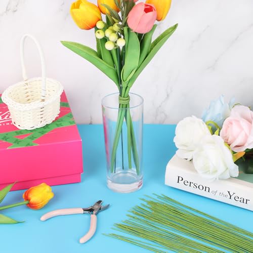 CCINEE 18 Gauge Green Floral Stem Wire, 100 PCS Paper Wrapped Florist Wire for Floral Arrangement DIY Crafts, 14 inch - color: #18 Green, size: #18