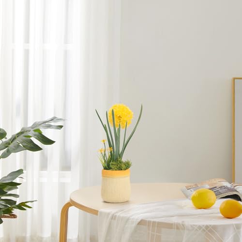 Velener 4PCs Fake Flowers in Vase, Babys Breath Artificial Flowers Indoor, Fake Potted Plants, Hydrangeas, Desk Plants for Home Bathroom Kitchen Shelf Office Decor(Plastic Vase)