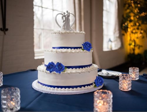 Blue Roses Artificial Flowers 16pcs Royal Blue Flowers Artificial Roses with Stems 3.15" Fake Roses for Bridal Bouquet Wedding Flowers for Floral Centerpieces - color: 3.15" Blue