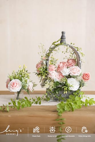 Ling's moment Artificial Flowers, 25Pcs 3" Roses in Shimmer Peach Shades, Realistic DIY Foam Floral Fill for Wedding Bouquets/Centerpieces, Outdoor Party Backdrops, Room/Table, Garden/Pot Decorations - color: Shades of Pink, size: 25Pcs