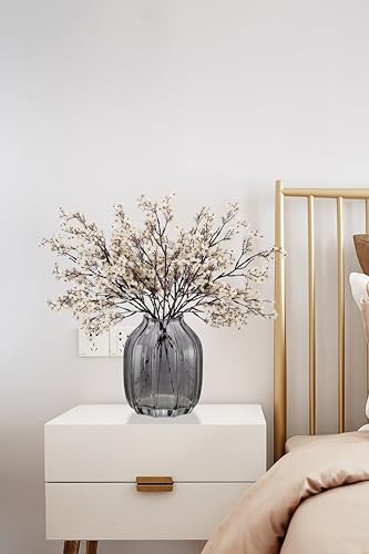 JAKY-Global Fake Fall Flowers Artificial for Decoration Faux Silk Babys Breath Floral Stems Home Indoor Halloween Decor Centerpieces Tables Vase Beige 12pcs - color: Beige, size: 12 Bundles