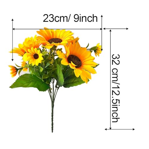 6pcs Artificial Flowers Sunflowers Plastic Artificial Plants with Stems for Wedding Bridal Shower Table Birthday Garden Decor Outdoor UV Resistant Fake Plants