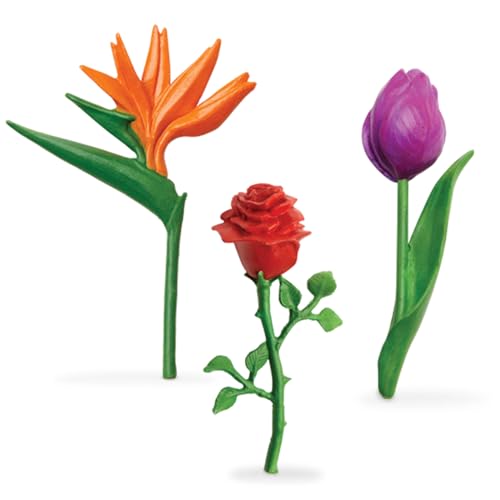 Safari Ltd. Flowers TOOB - Mini Figurines of Rose, Tulip, Hibiscus, Bird of Paradise, Daffodil, Sunflower, Lotus, Orchid - Educational Toy Figures For Boys, Girls & Kids Ages 3+ - size: Small