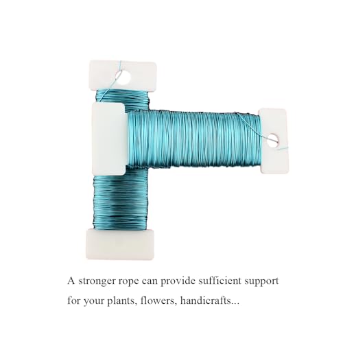 HAHIYO 26Gauge Blue Metal Floral Wire - 1 Roll, 38 Yards (115 Feet) - Flexible Paddle Wire for Craft, Christmas Wreath, Flower Arrangement, Bouquet Wrapping, Wedding, DIY - color: Blue, size: 26Gauge-1P/38Yards