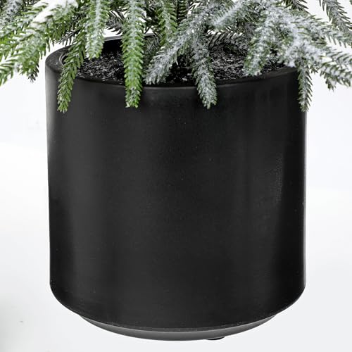 3FT Snow Flocked Artificial Norfolk Pine Tree in Pot, Real Touch Artificial Topiary Tree Small Faux Tabletop Christmas Tree for Front Porch Kitchen Home Indoor Outdoor Decor - style: 3ft Snow-Flocked