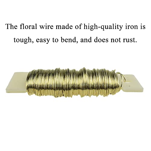 HAHIYO 22Gauge Golden Floral Wire - 1 Roll, 38 Yards (115 Feet) Flexible Paddle Wire for Crafts, Christmas Wreaths, Tree & Flower Arrangement, Bouquet Wrapping, Wedding DIY - color: Golden, size: 22Gauge-1P/38Yards
