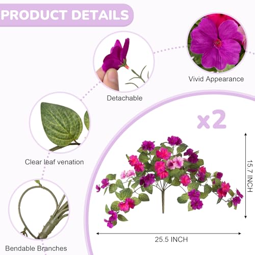 INXUGAO Artificial Fake Flowers for Outdoors Spring Decoration 2 Bundles Faux Flowers Plants for Outdoor Planters UV Resistant Silk Realistic Flowers for Outside Home Garden Front Porch Patio Décor - color: C-light Purple Dark Purple