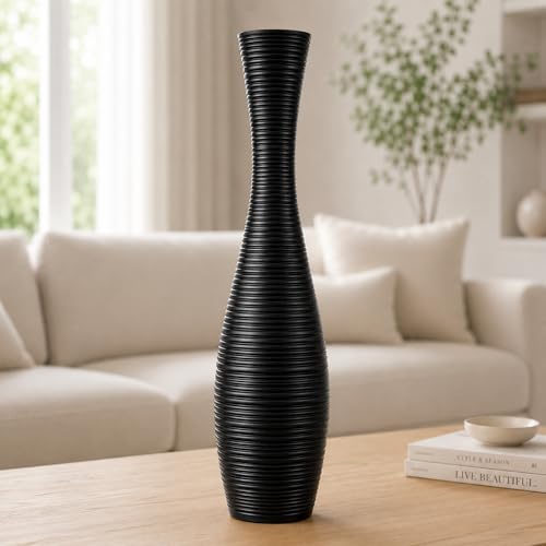 Leewadee Decorative Tall Floor Vase for Living Room Decor, 20″, Black, Resin - color: Black, size: 20 inches