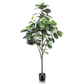 LYERSE Faux Fiddle Leaf Fig Tree 7ft - Artificial Ficus Lyrata Plant in Pot - Fake Fig Tree for Indoor Modern Home House Office - size: 7ft