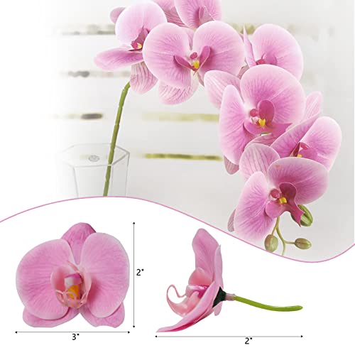 LARDUX 20 PCS Artificial Orchid Flower Heads - Fake Butterfly Flower Heads Faux Flower Head Bulk for Cakes Hair Accessories Headbands Hats Wedding Crafts Decoration - Pink - color: Pink