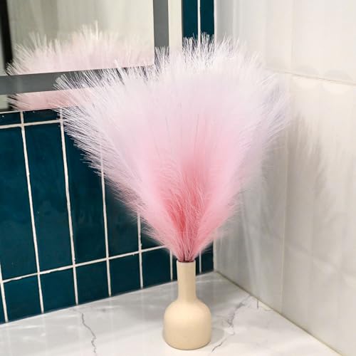 6 PCS Faux Pampas Grass Arrangement - 18"/45cm Artificial Fluffy Pompous Grass Stems for Boho Chic Home and Wedding Decor (Light Pink Gradient) - color: D2- Light Pink Gradient