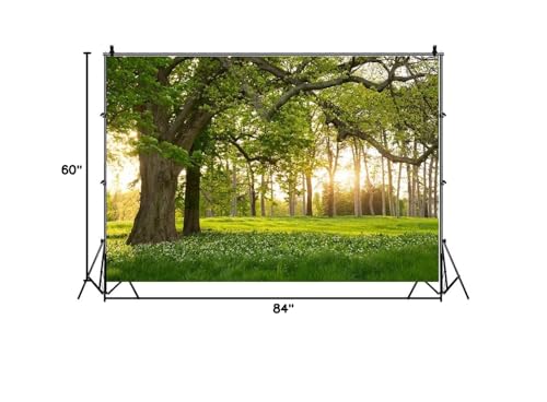 Leowefowa 7X5FT Spring Backdrop Rural Forest Trees Backdrops for Photography Blooming Flowers Green Grassland Nature Vinyl Photo Background Kids Adults Outdoor Travel Portraits Studio Props - size: 7x5ft